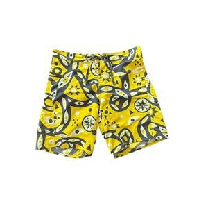 Patagonia Mens 34 Wavefarer Board Shorts 21" Yellow Gray Swim Trunks Nylon 86557
